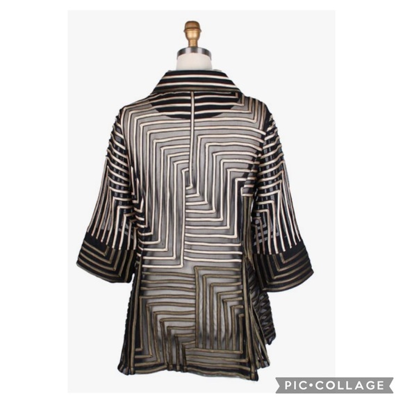 Damee Black & Gold Geometric Soutache on Mesh Jacket Size XXL - Picture 3 of 15